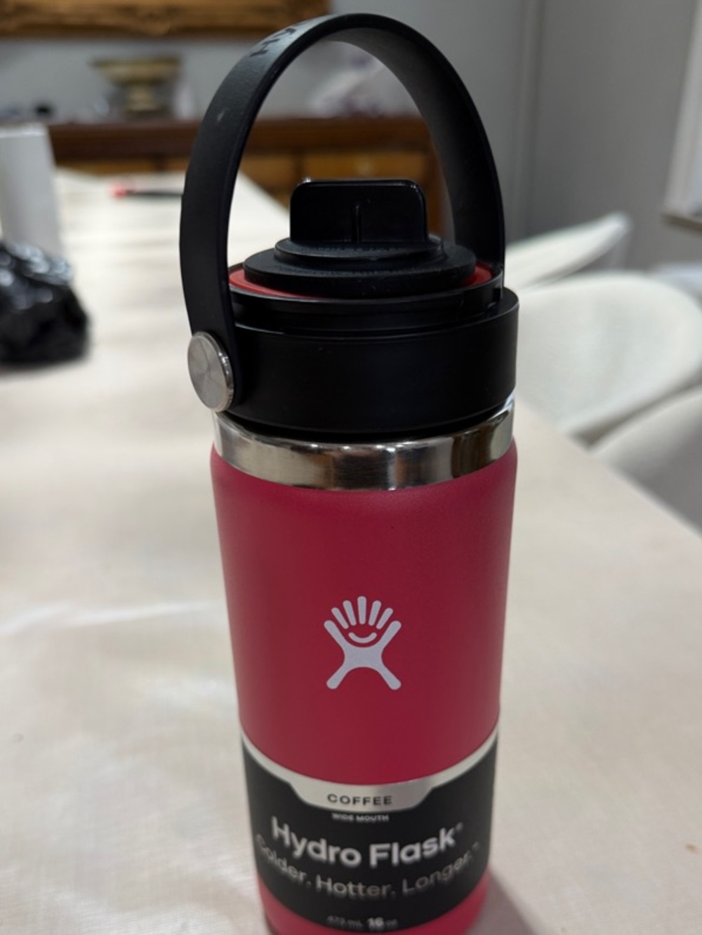 Hydro Flask Travel Coffee Bottle - Bright Pink with Black Lid